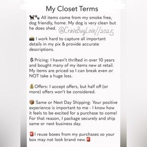 My Closet Terms